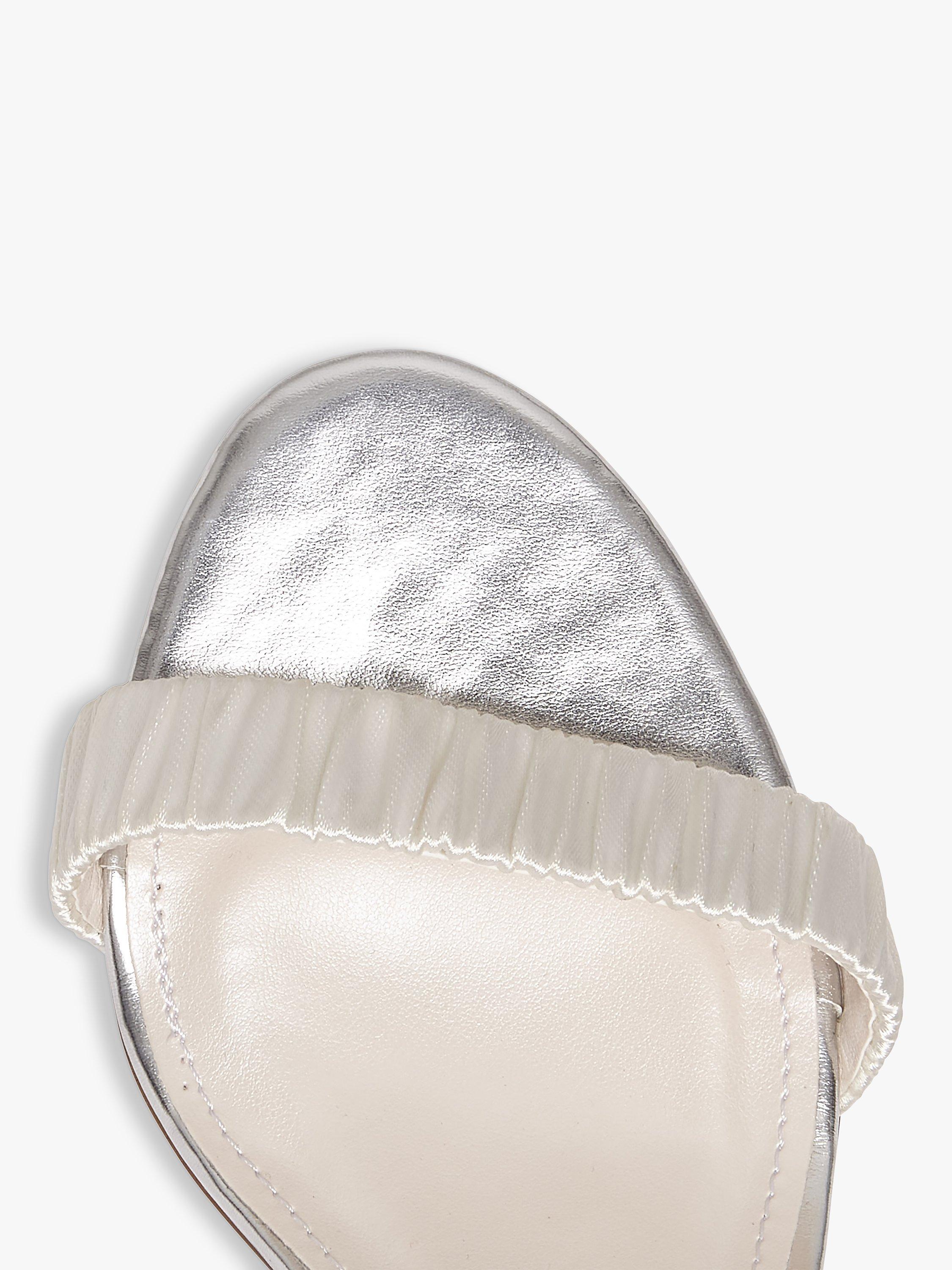 Product image 4 of 6, which shows Rainbow Club Lois Ruching Detail Wedding Sandals, Ivory Satin, 3.5