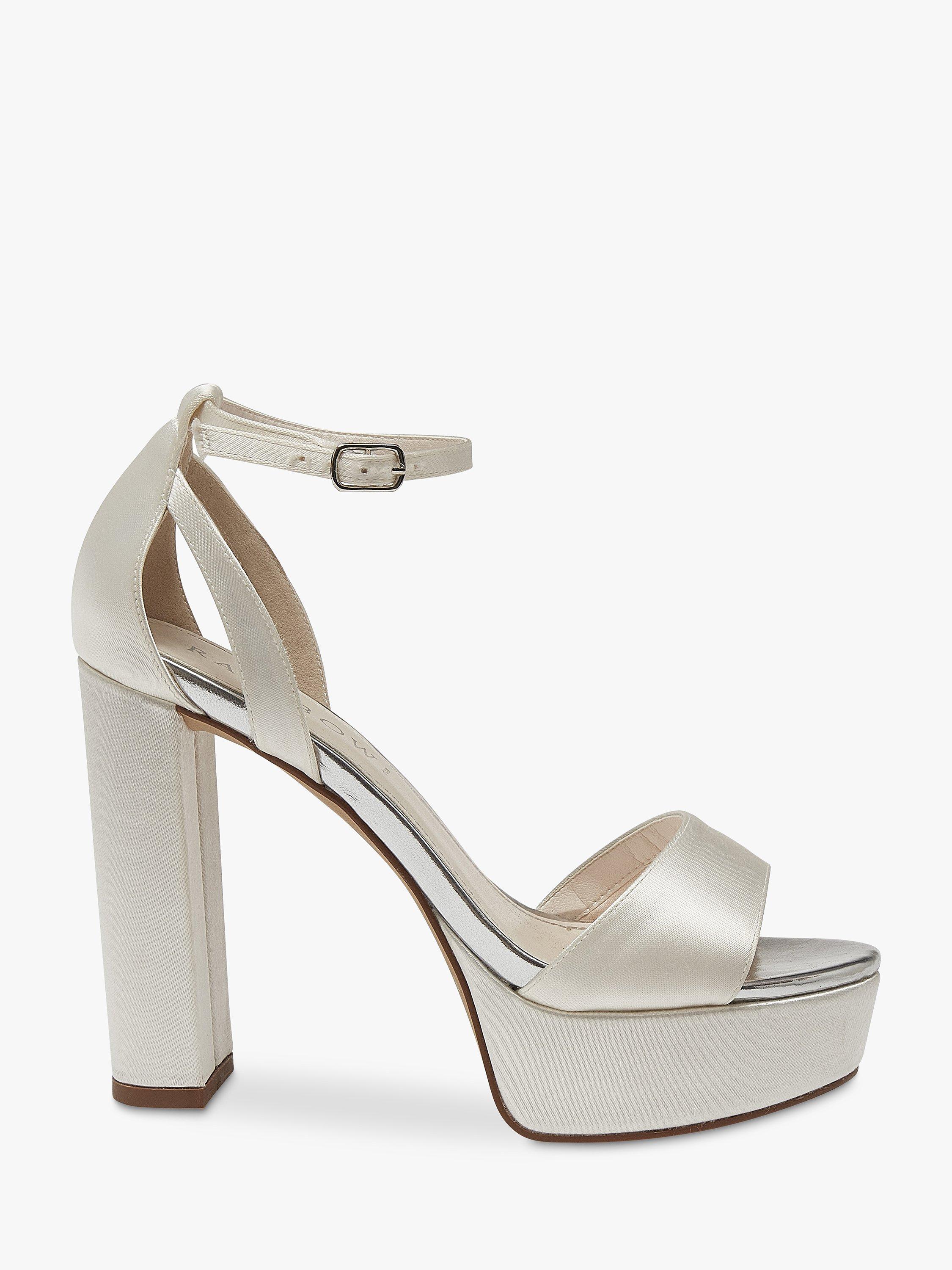 Rainbow Club Gracie Platform Wedding Sandals, Ivory Satin