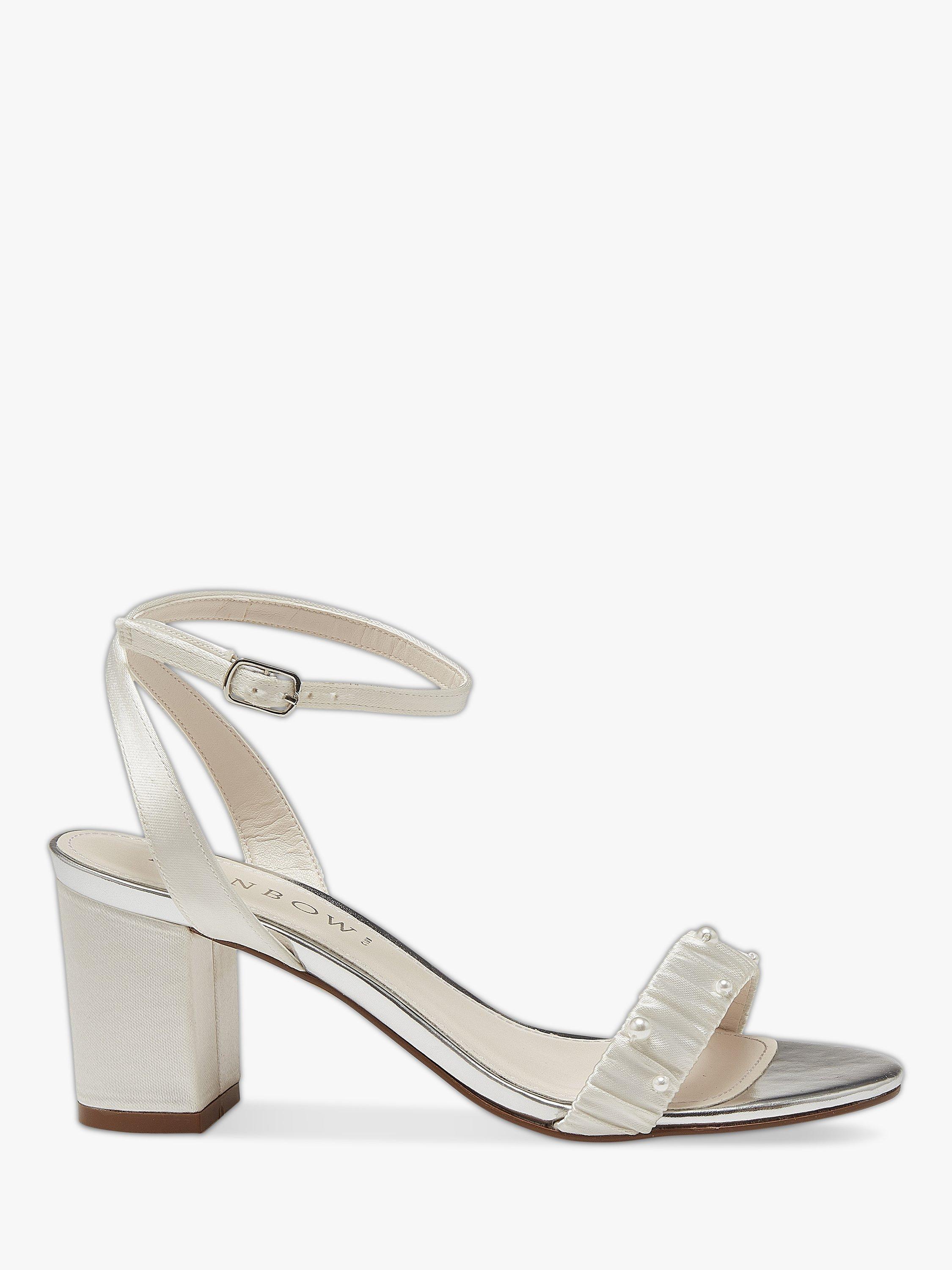 Rainbow Club Florence Ivory Pearl Detail Wedding Sandals, Ivory Satin