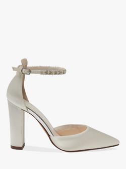 Rainbow Club Amelie Embellished Satin Court Shoes, Ivory - view 2, Ivory Satin