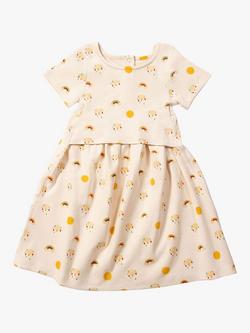 Little Green Radicals Kids' Adaptive Organic Cotton Sunshine & Rainbows Easy Peasy Dress, Cream, Cream