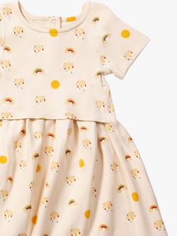 Little Green Radicals Kids' Adaptive Organic Cotton Sunshine & Rainbows Easy Peasy Dress, Cream - view 2, Cream