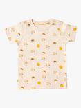 Little Green Radicals Kids' Adaptive Organic Cotton Sunshine & Rainbow Print T-Shirt, Cream