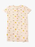 Little Green Radicals Kids' Adaptive Organic Cotton Sunshine & Rainbow Print Henley Tunic, Cream