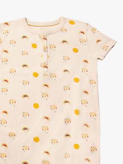 Little Green Radicals Kids' Adaptive Organic Cotton Sunshine & Rainbow Print Henley Tunic, Cream - view 2, Cream