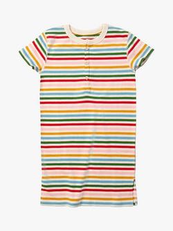 Little Green Radicals Kids' Adaptive Organic Cotton Summer Rainbow Striped Henley Tunic, Multi, Multi