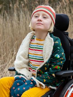 Little Green Radicals Kids' Adaptive Organic Cotton Summer Rainbow Striped Henley Tunic, Multi - view 2, Multi