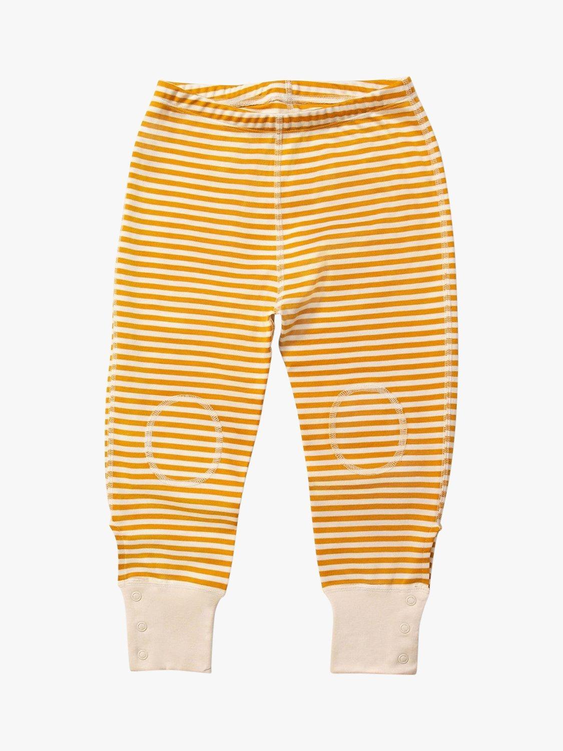 Product image 1 of 6, which shows Little Green Radicals Kids' Adaptive Striped Joggers, Gold, 18-24 months