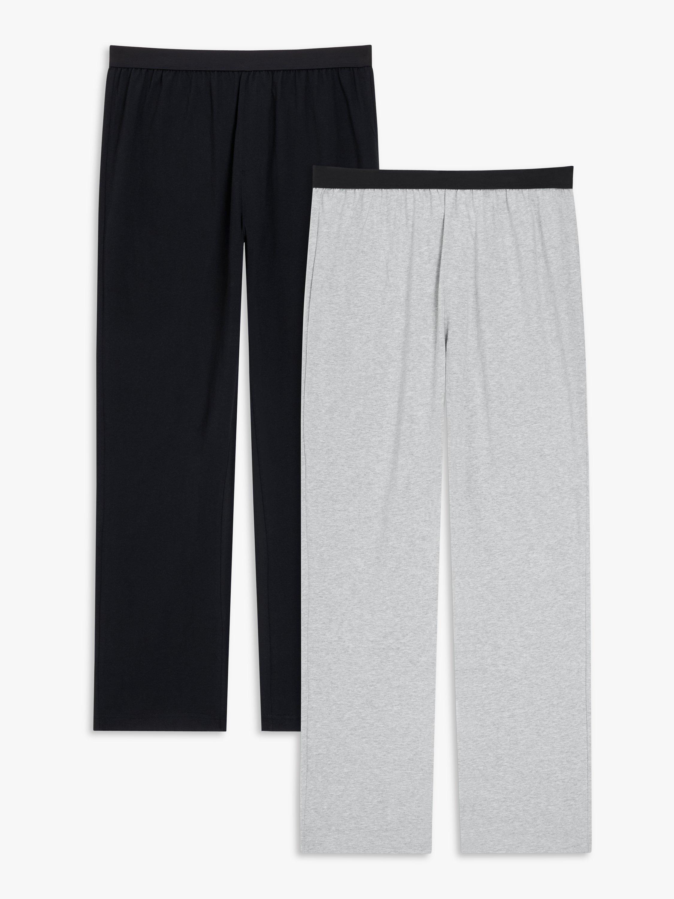 John Lewis ANYDAY Cotton Jersey Lounge Pants, Pack of 2, Black/Grey