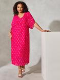 Live Unlimited Curve Lurex Embroidered Midi Dress, Pink