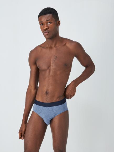 John Lewis Organic Cotton Briefs, Pack of 4 - view 2, Blue/White