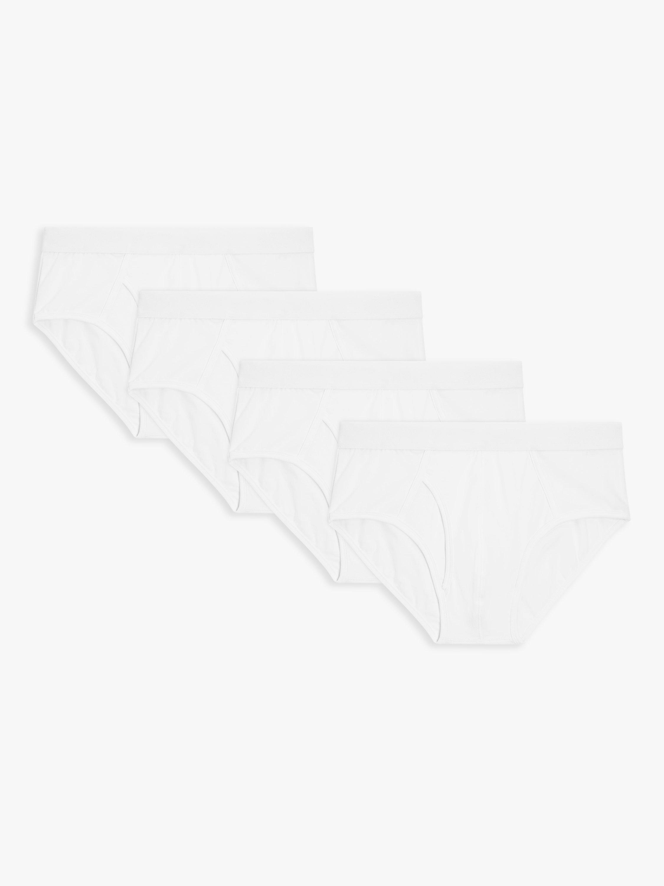 Product image 1 of 4, which shows John Lewis Organic Cotton Key Hole Briefs, Pack of 4, White, S