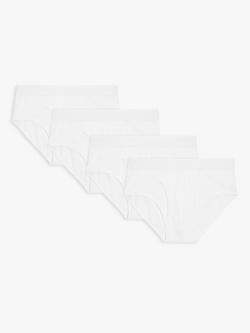 John Lewis Organic Cotton Briefs, Pack of 4, White