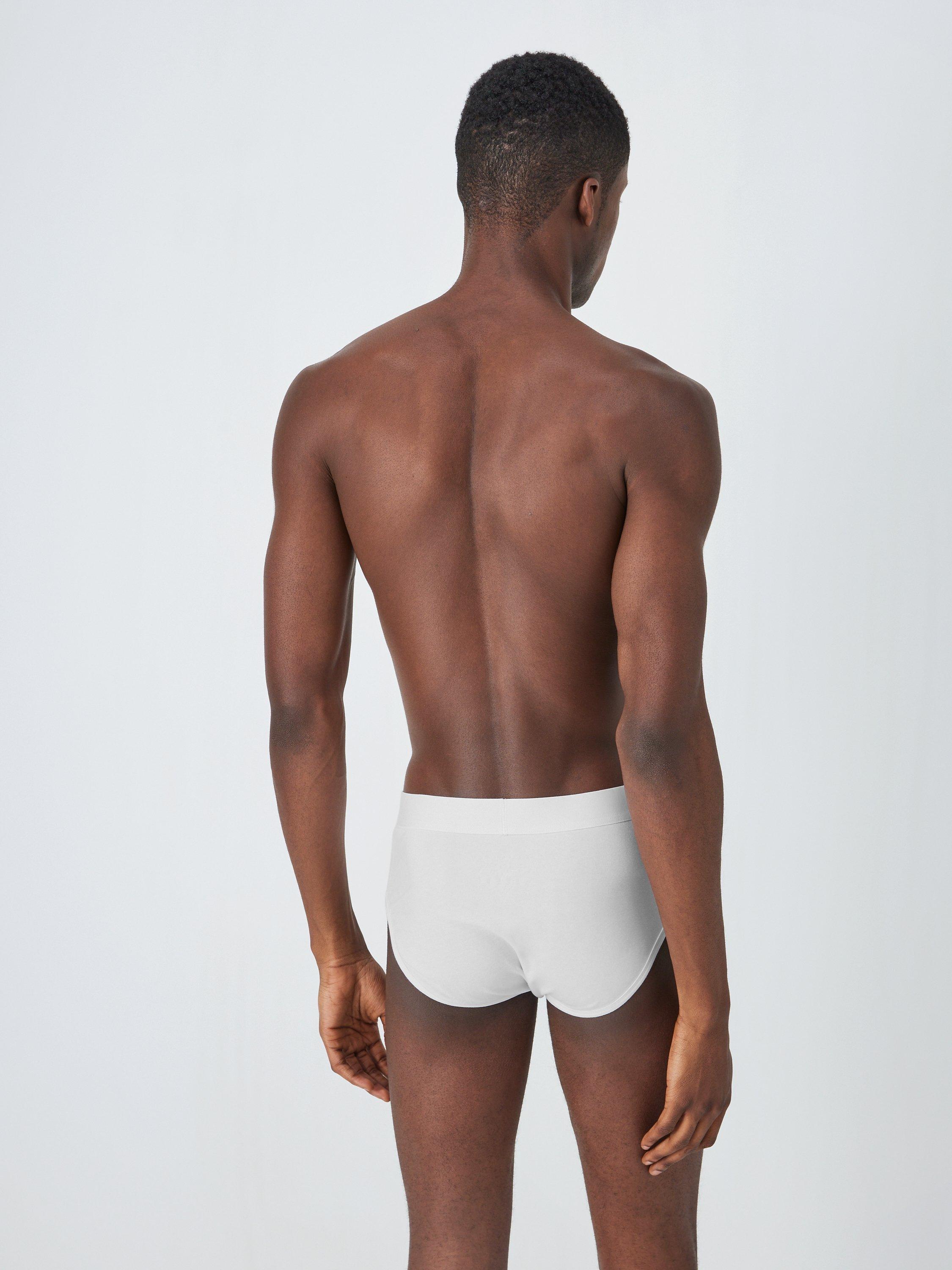Product image 3 of 4, which shows John Lewis Organic Cotton Key Hole Briefs, Pack of 4, White, S
