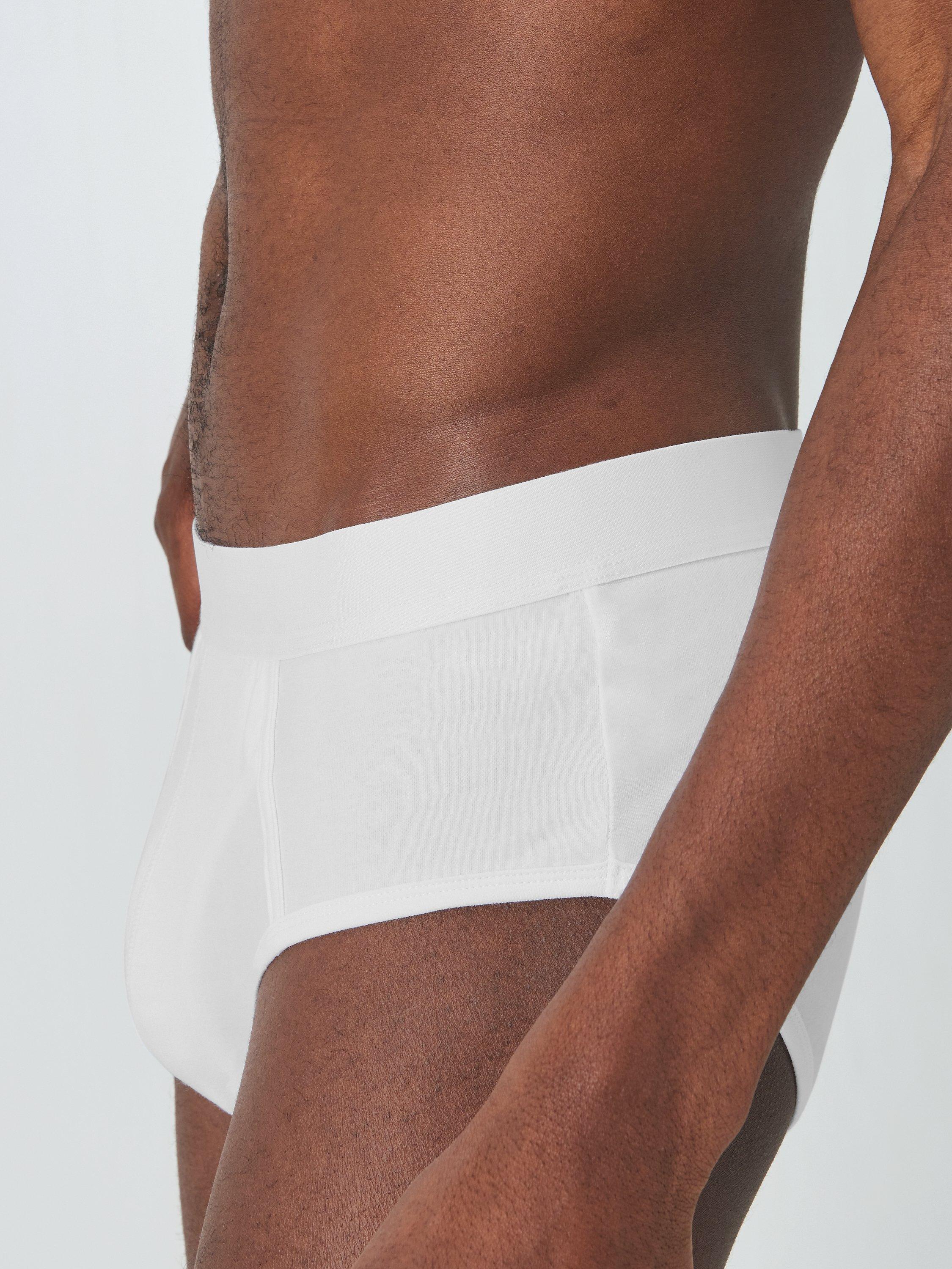 Product image 4 of 4, which shows John Lewis Organic Cotton Key Hole Briefs, Pack of 4, White, S