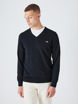 GANT Classic V-neck Regular Fit Jumper, Evening Blue