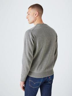 GANT Classic Cotton Crew Neck Jumper, Evening Blue - view 2, 092 Dk Grey Melange