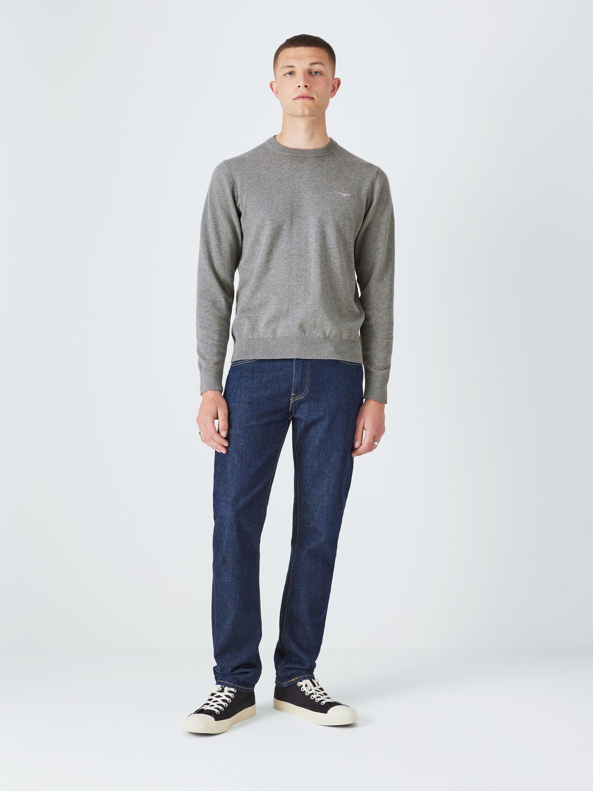 Product image 3 of 6, which shows GANT Classic Cotton Crew Neck Jumper, 092 Dk Grey Melange, XL