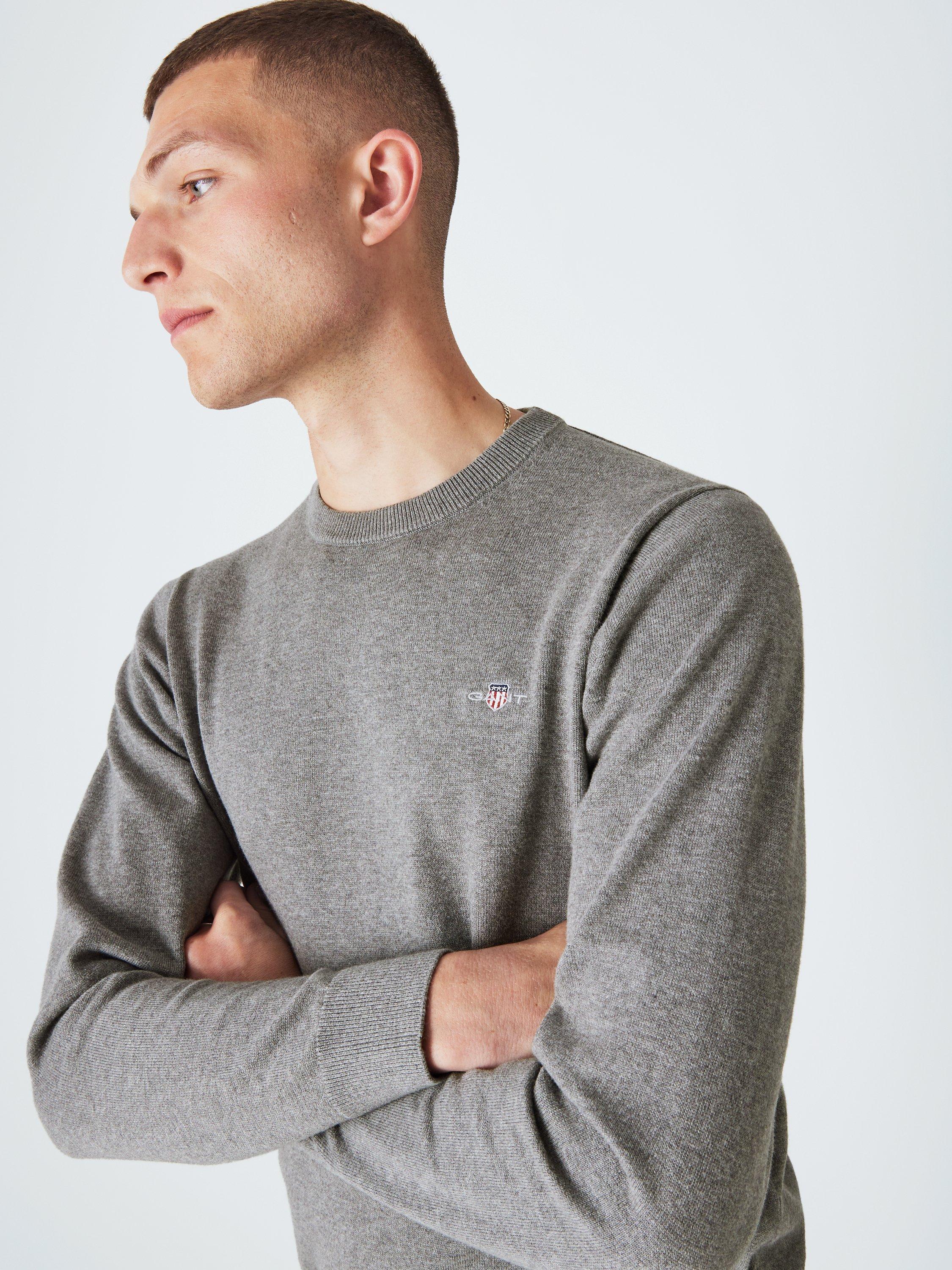 Product image 5 of 6, which shows GANT Classic Cotton Crew Neck Jumper, 092 Dk Grey Melange, XL