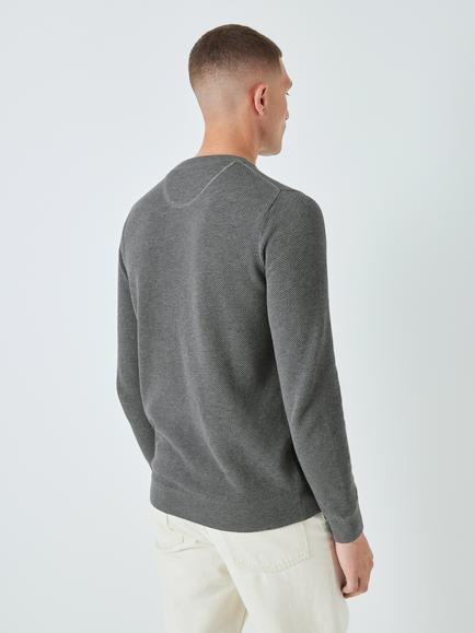 GANT Cotton Pique Crew Neck Jumper - view 2, Dark Grey Melange