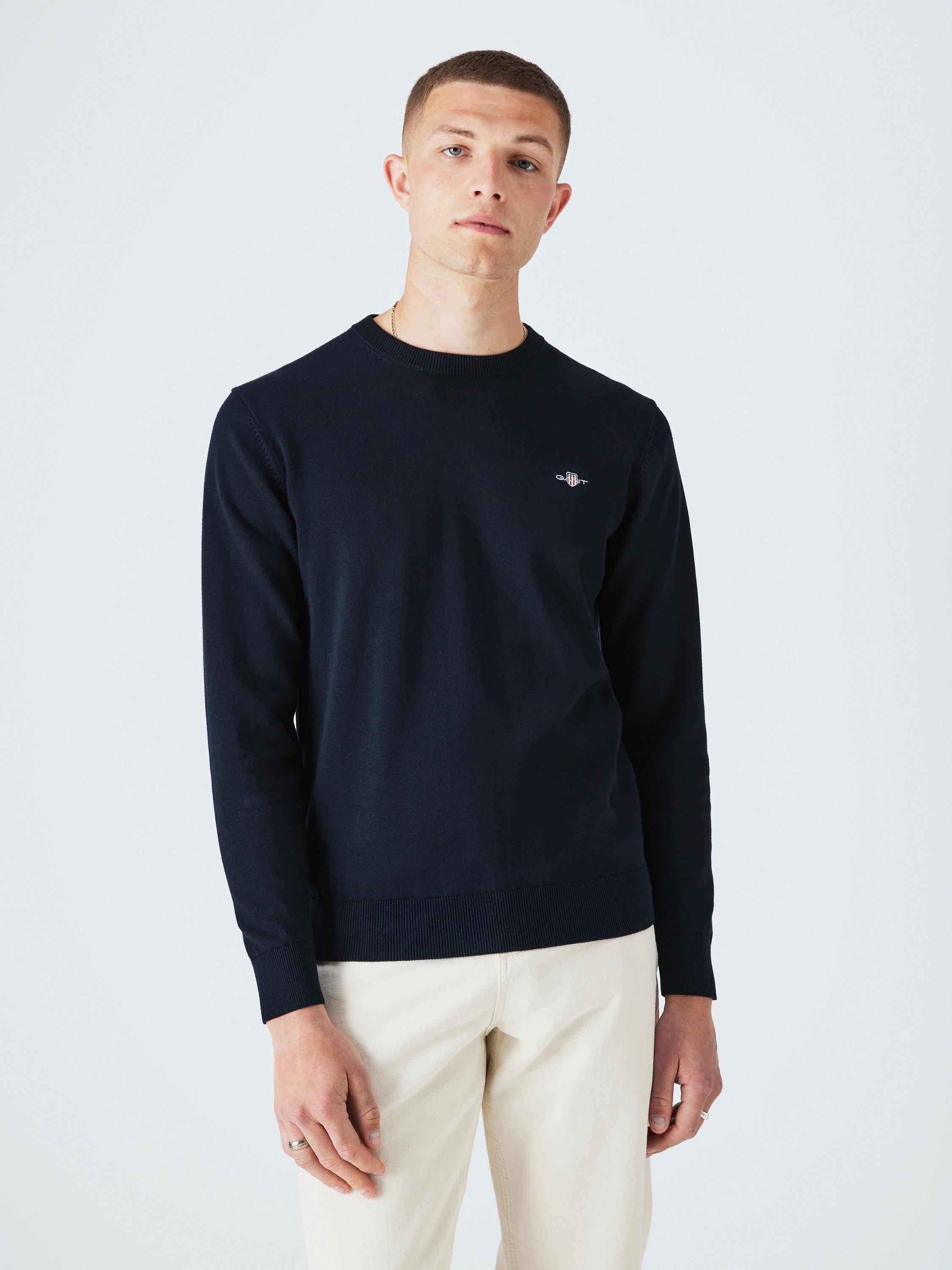 GANT Classic Cotton Crew Neck Jumper Evening Blue Evening Blue