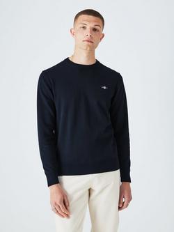 GANT Classic Cotton Crew Neck Jumper, Evening Blue, 433 Evening Blue