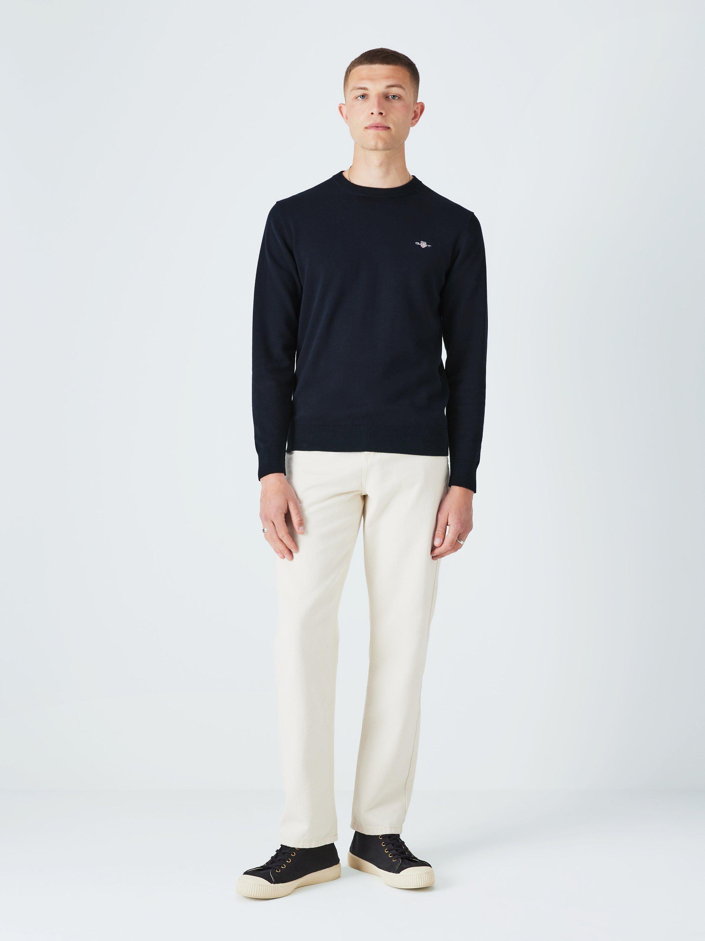 GANT Classic Cotton Crew Neck Jumper Evening Blue