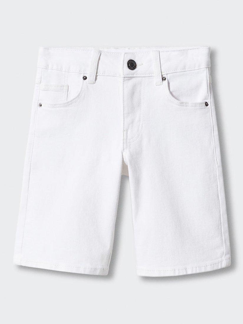 Mango Kids' John Cotton Denim Shorts, White