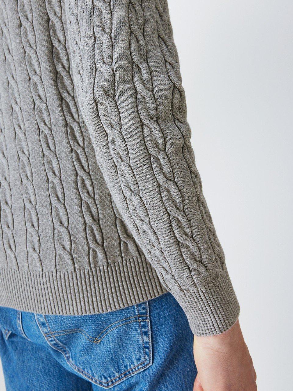 Product image 5 of 6, which shows GANT Cotton Cable Knit Crew Neck Jumper, Grey Melange, XL