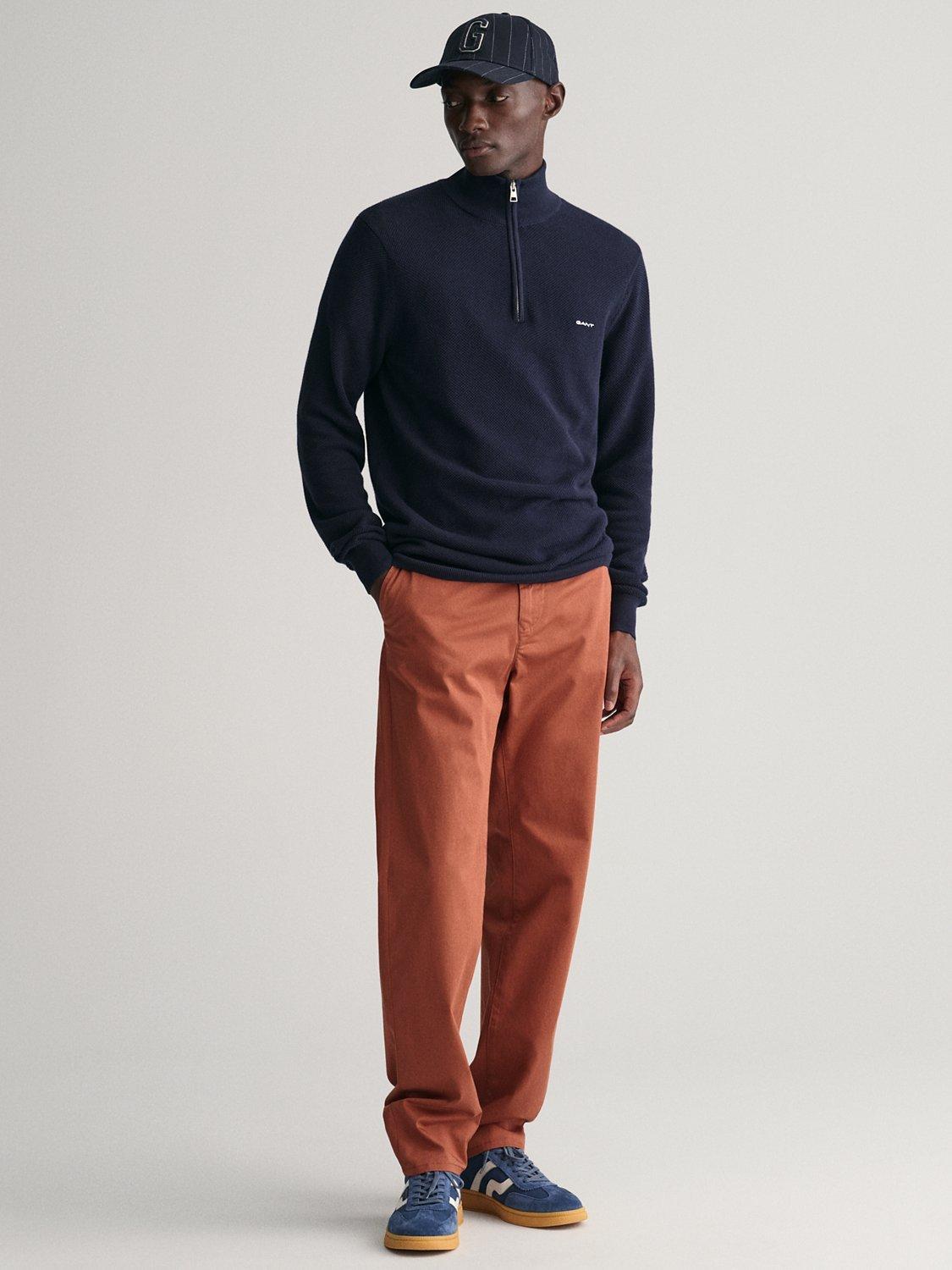 GANT Cotton Pique Half Zip Jumper, Evening Blue, M