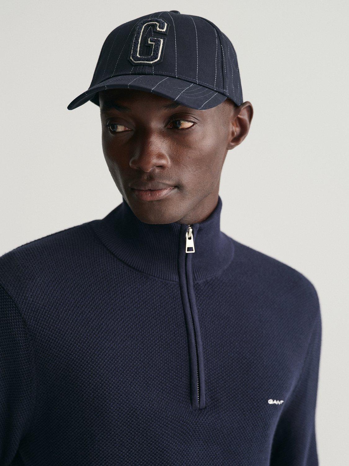 GANT Cotton Pique Half Zip Jumper, Evening Blue, M