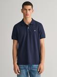 GANT Regular Shield Short Sleeve Pique Polo Top, Evening Blue