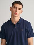 GANT Regular Shield Short Sleeve Pique Polo Top, Evening Blue