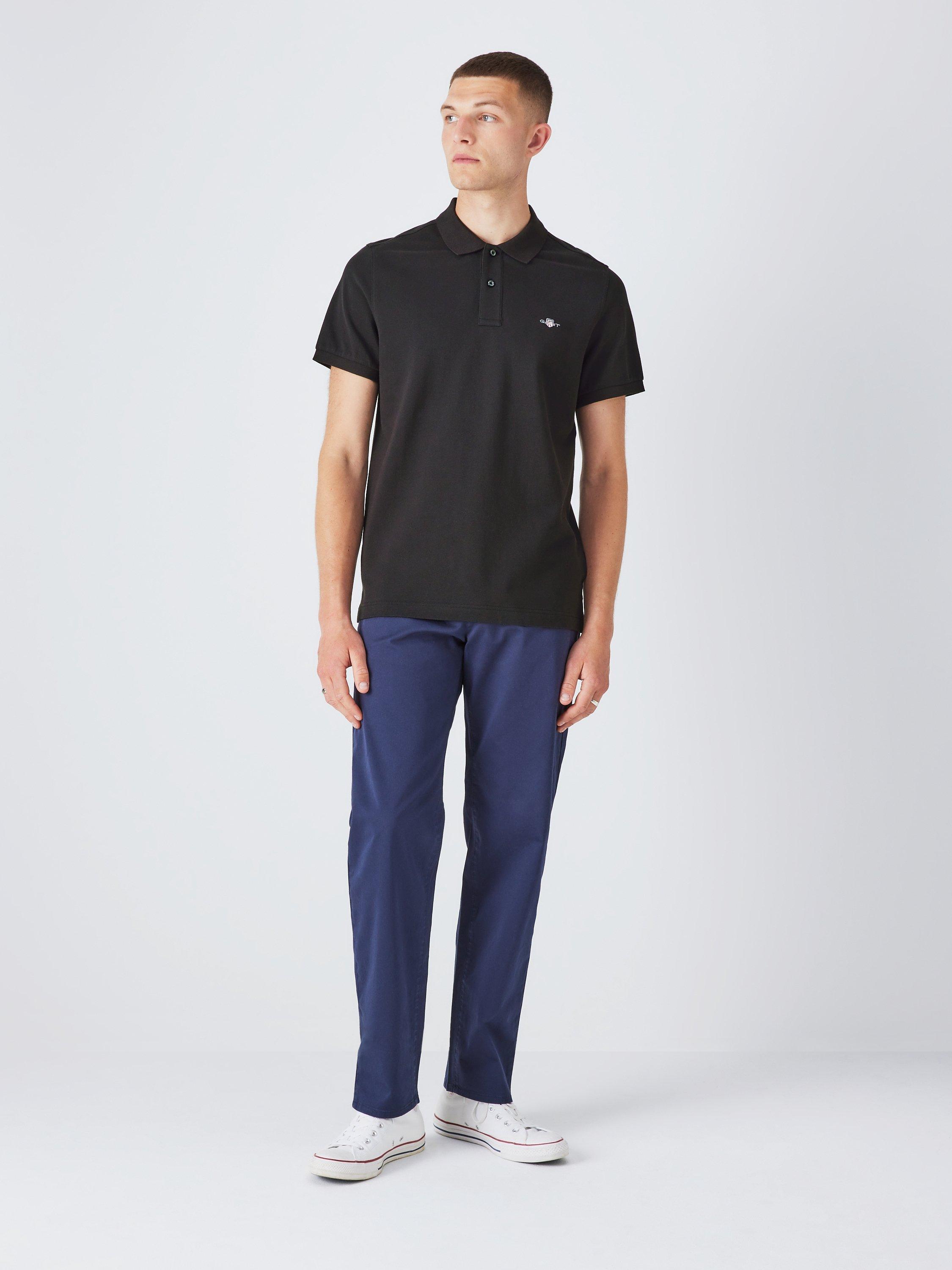 Product image 3 of 5, which shows GANT Regular Shield Short Sleeve Pique Polo Top, 005 Black, S