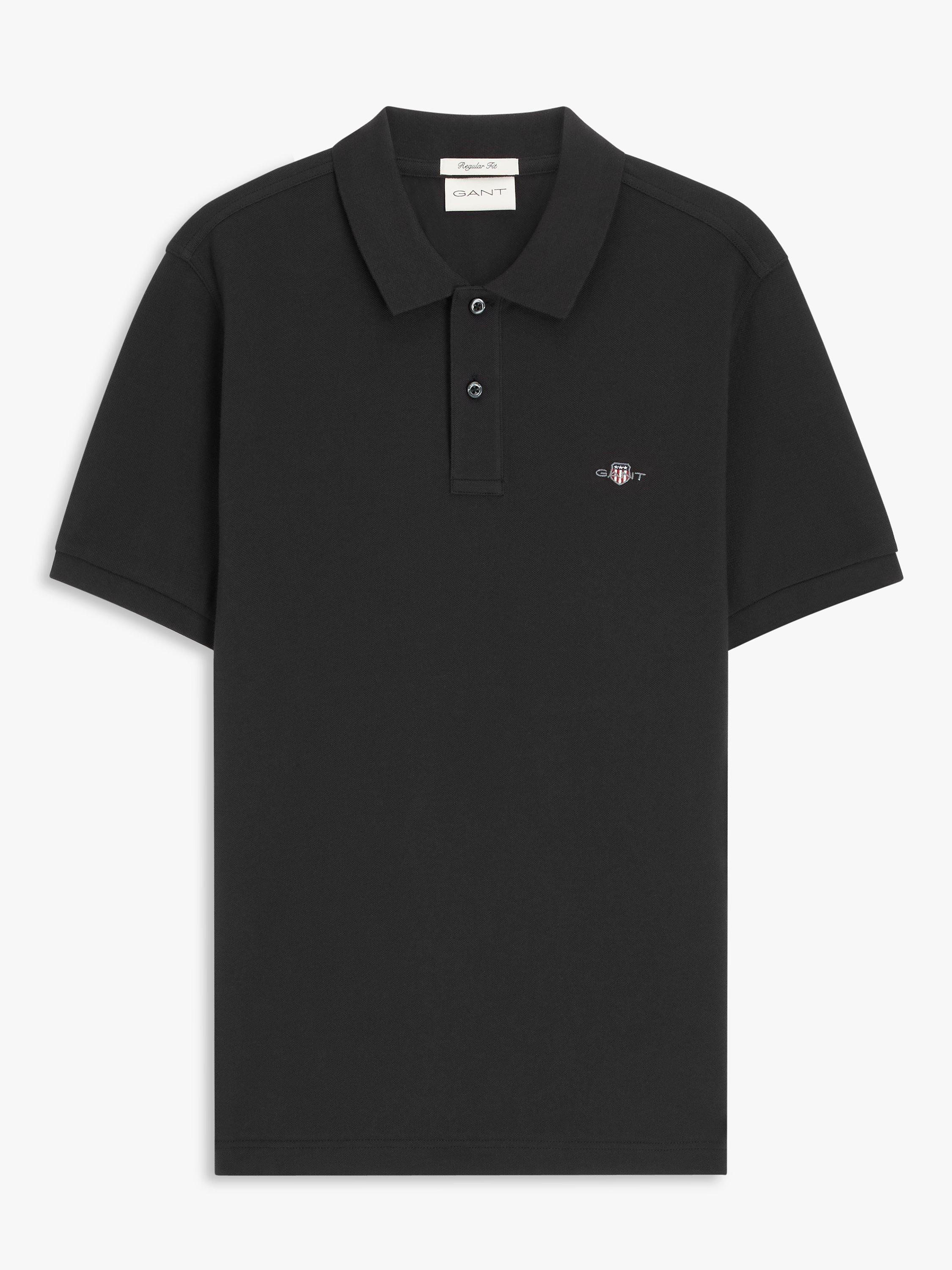 Product image 4 of 5, which shows GANT Regular Shield Short Sleeve Pique Polo Top, 005 Black, S
