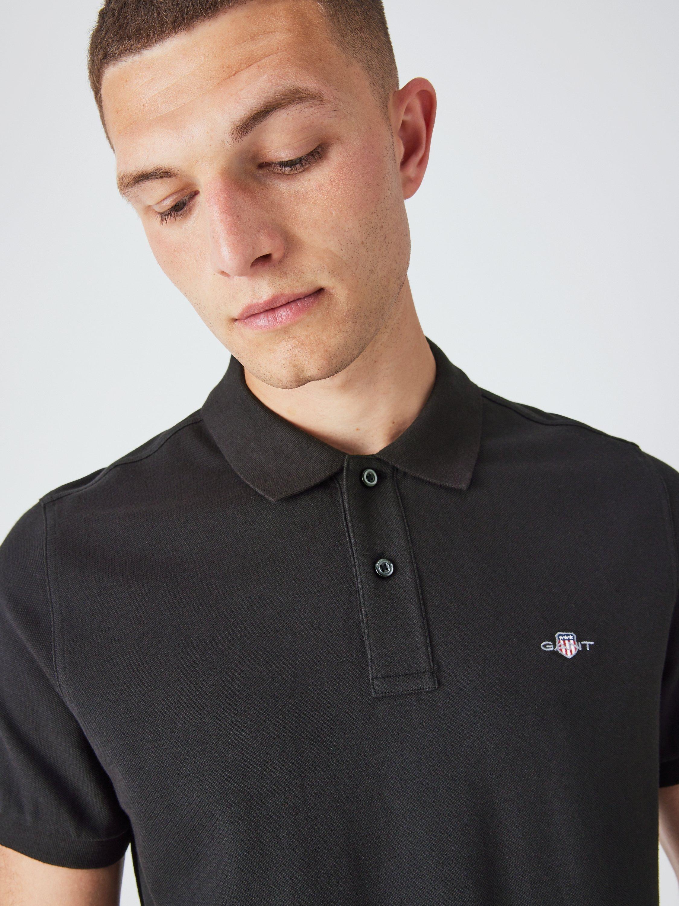 Product image 5 of 5, which shows GANT Regular Shield Short Sleeve Pique Polo Top, 005 Black, S