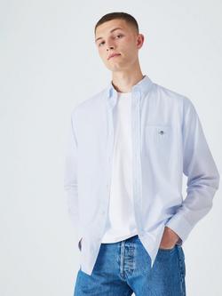 GANT Poplin Banker Stripe Shirt, 455 Light Blue, 455 Light Blue