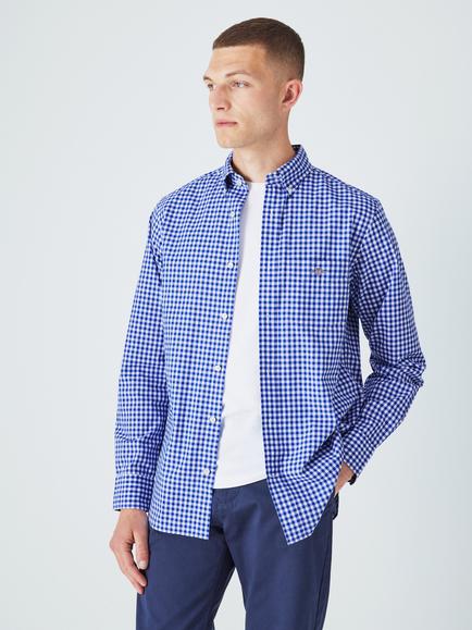 GANT Regular Fit Poplin Gingham Shirt, 436 College Blue, 436 College Blue