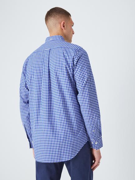 GANT Regular Fit Poplin Gingham Shirt, 436 College Blue - view 2, 436 College Blue