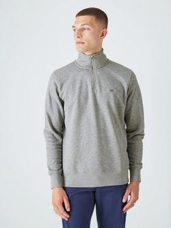 GANT Cotton Blend Half Zip Jumper, Grey Melange