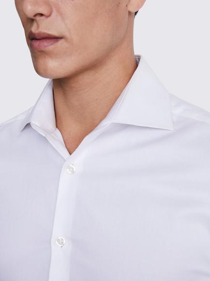Moss Slim Fit Double Cuff Twill Shirt, White - view 2, White