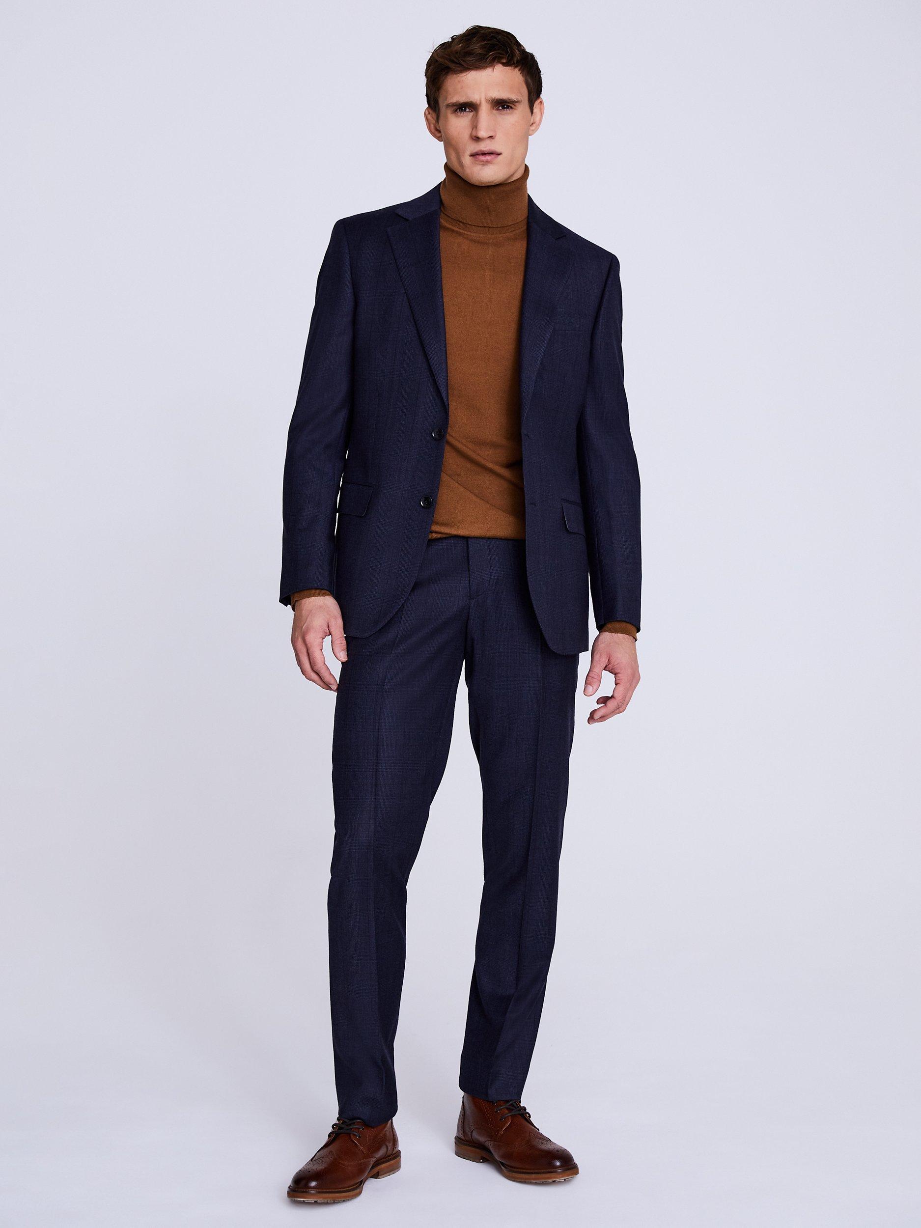 Moss Performance Regular Fit Check Suit Jacket, Navy