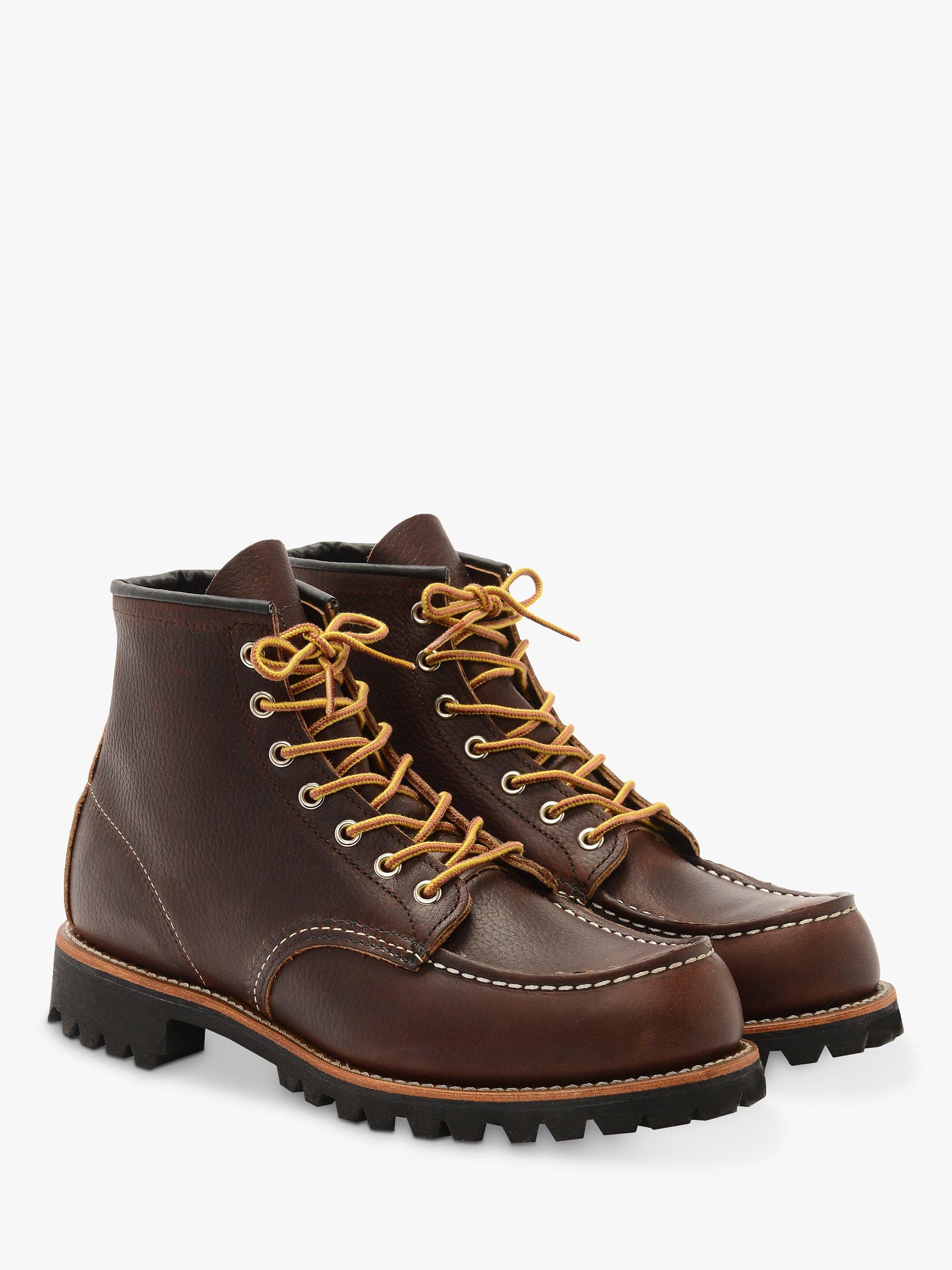Product image 1 of 5, which shows Red Wing Roughneck Moc Toe Briar Oil Slick Leather Boots, Brown, 7