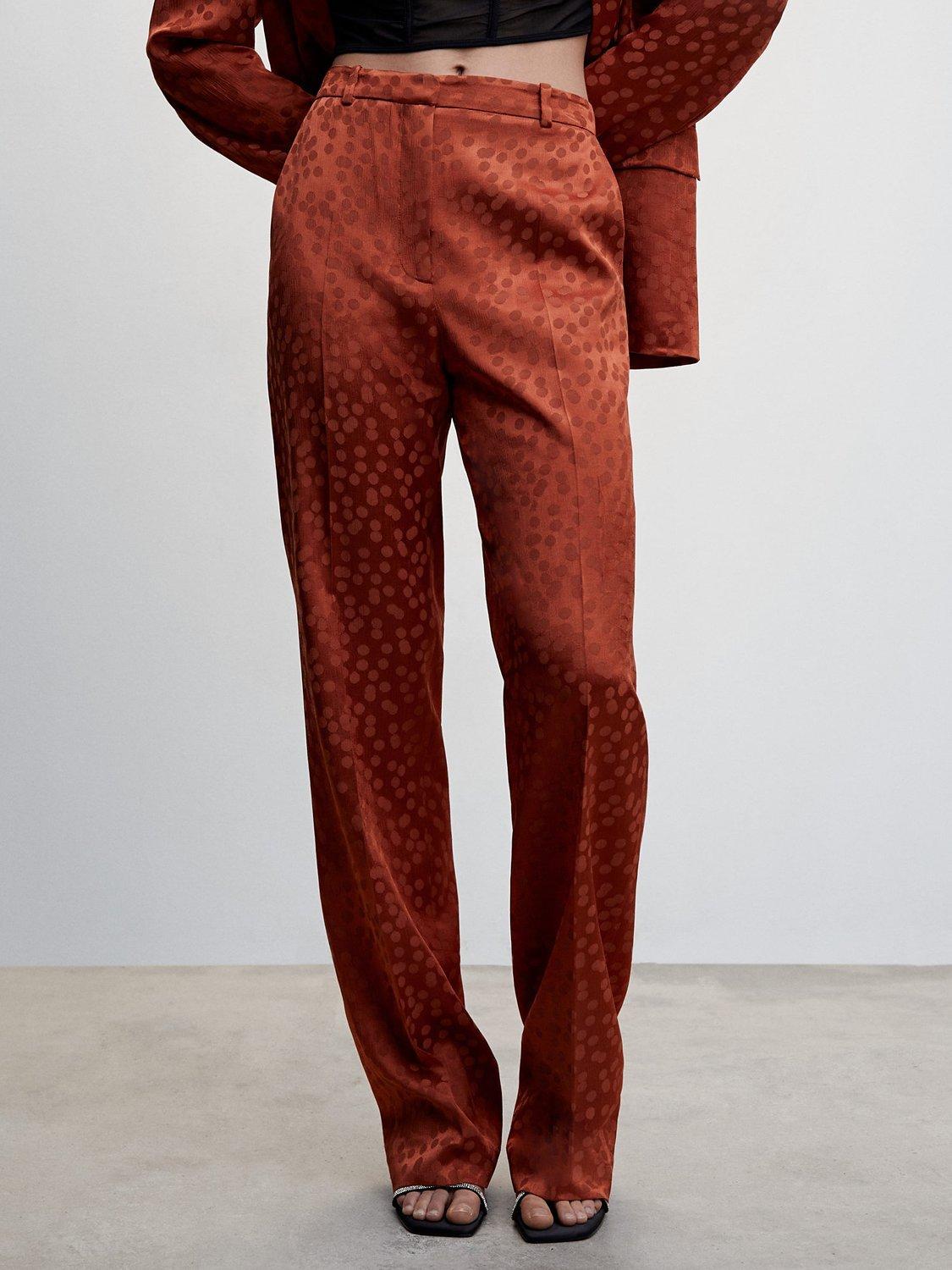Mango Topete Spot Print Straight Leg Satin Trousers
