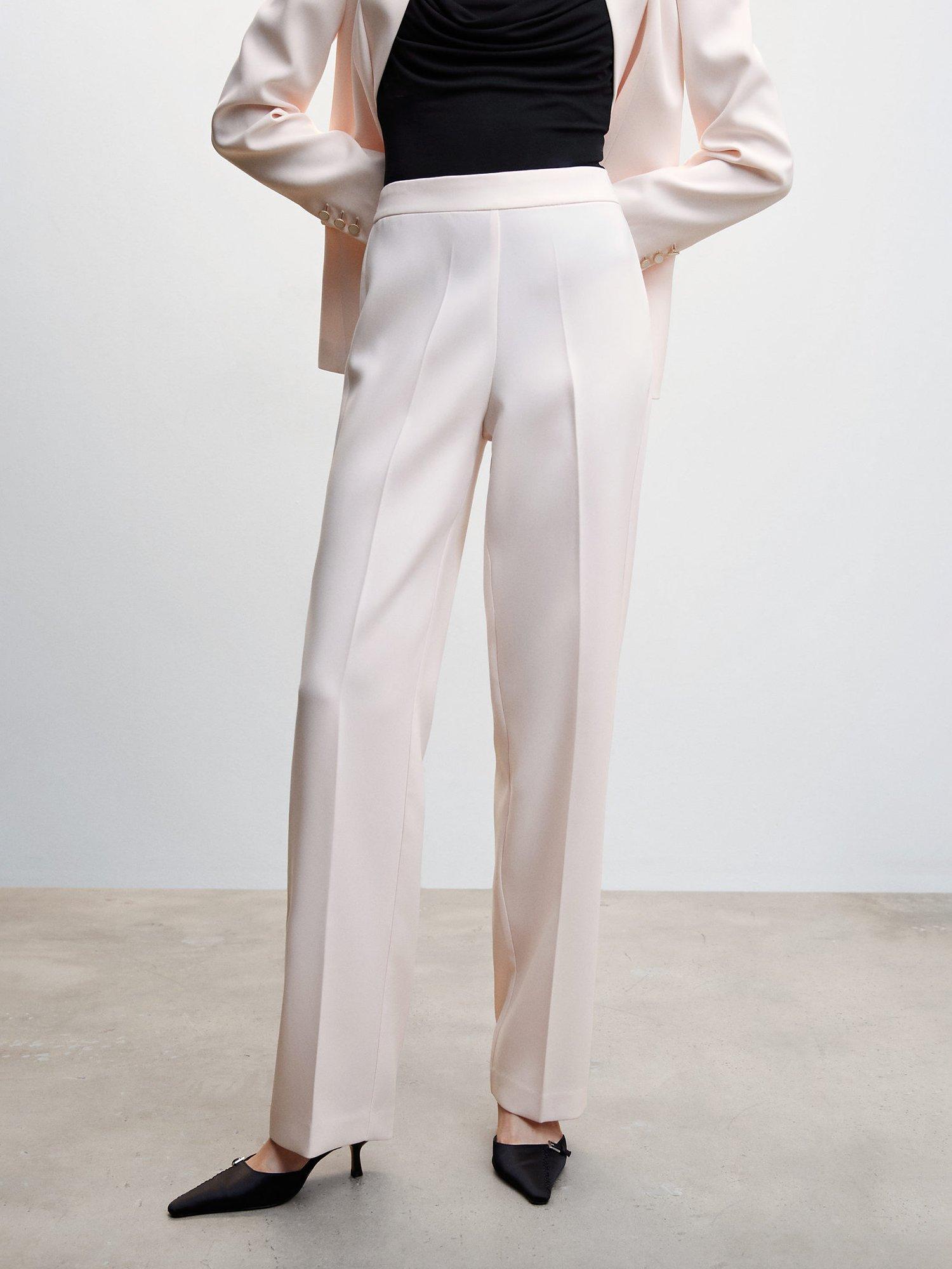 Mango Iguana Straight Leg Suit Trousers, Pastel Pink