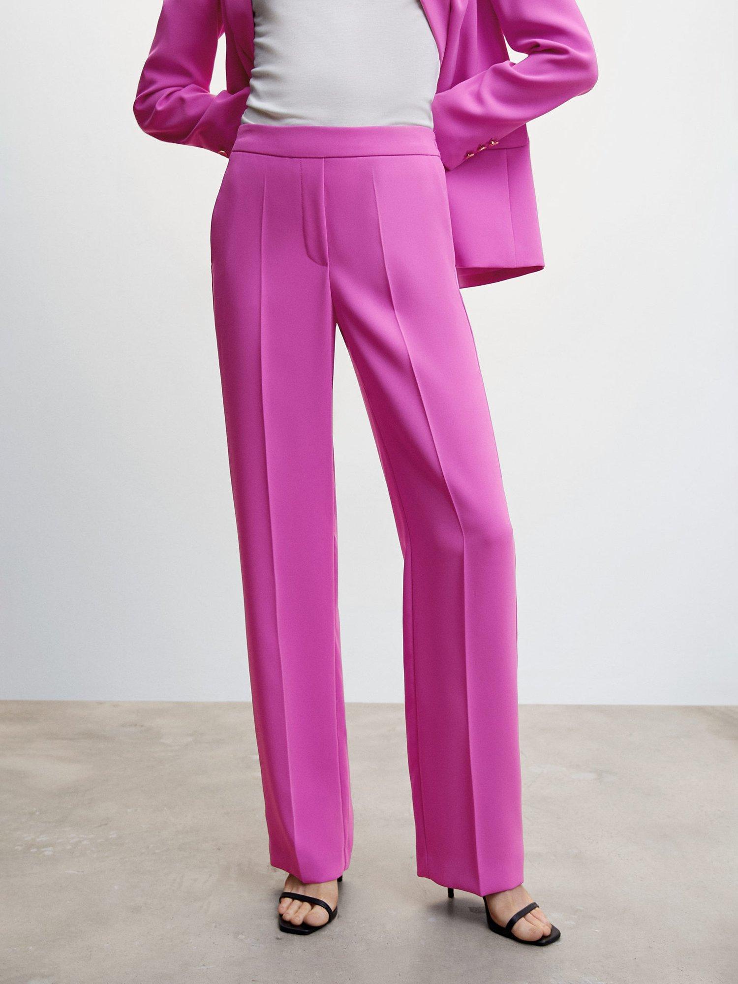 Mango Iguana Straight Leg Trousers, Purple