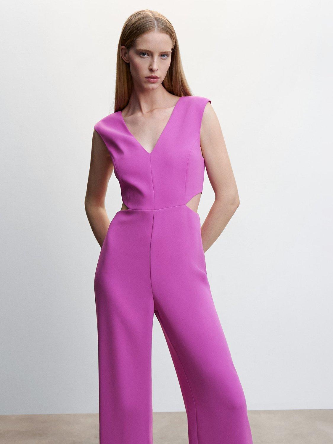 Mango Holy 1 Piece Cut Out Jumpsuit, Medium Purple