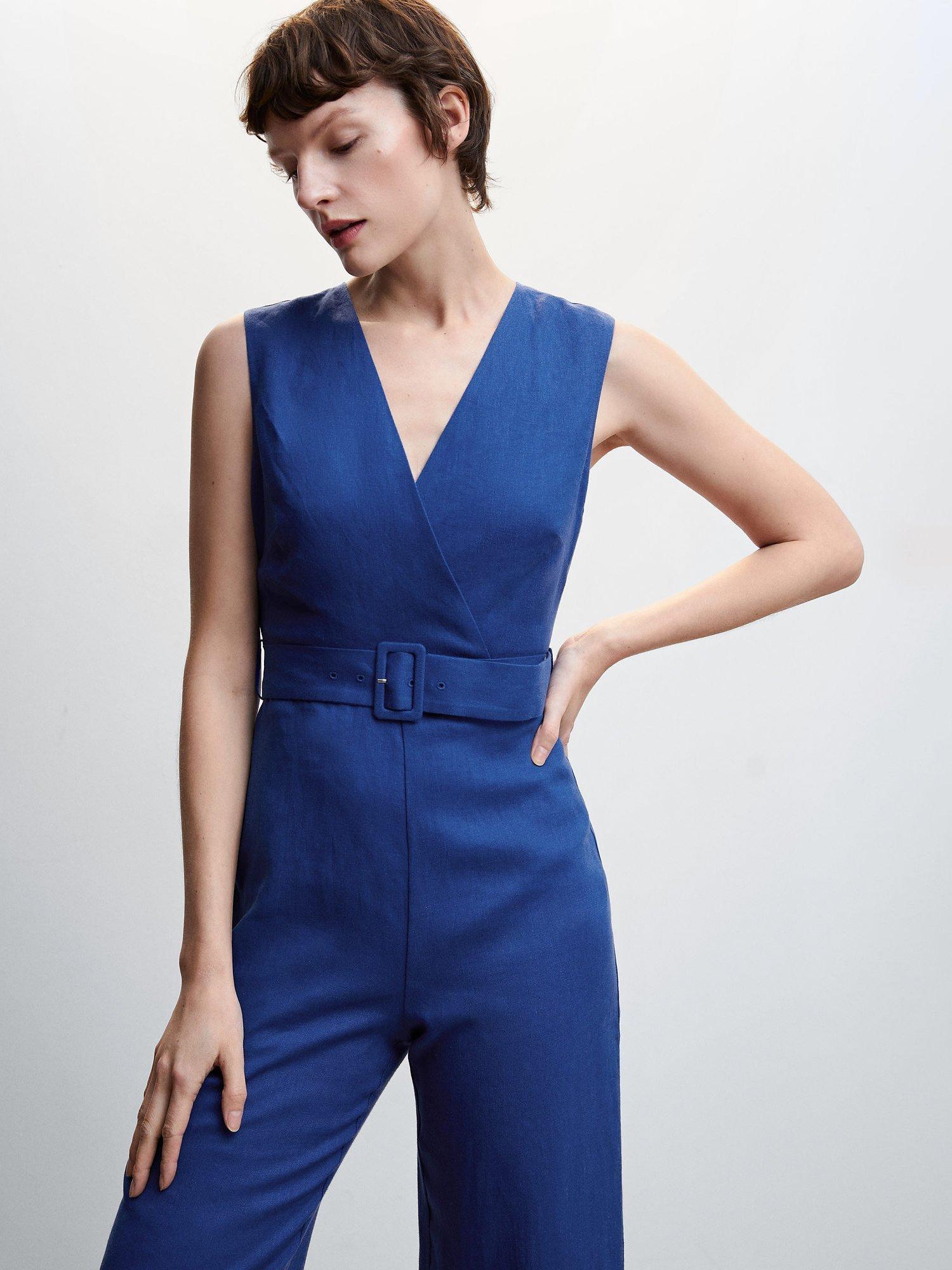 Mango Nalita Linen Jumpsuit with Belt