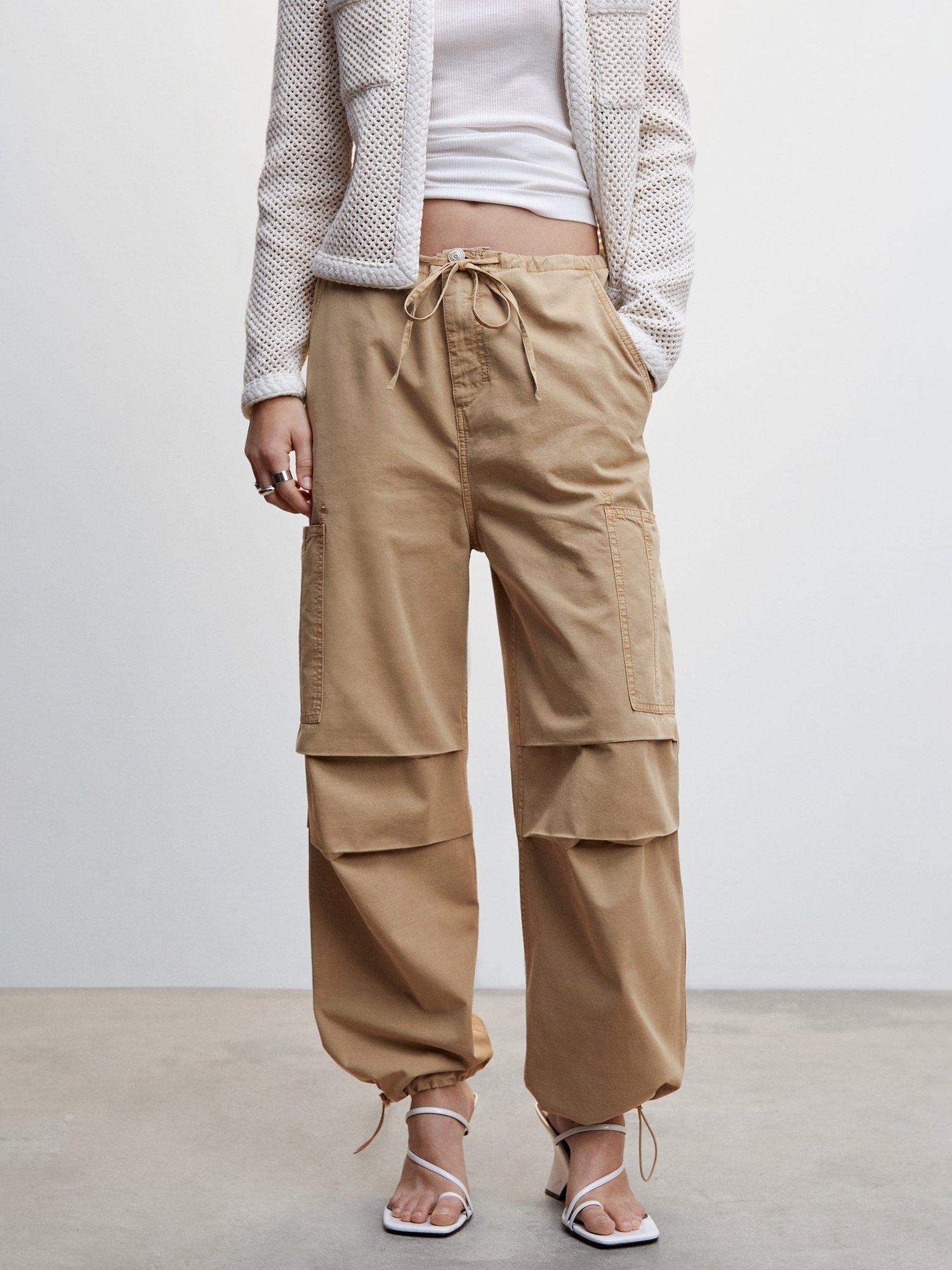 Mango Harbie Relaxed Trousers, Light Pastel Brown
