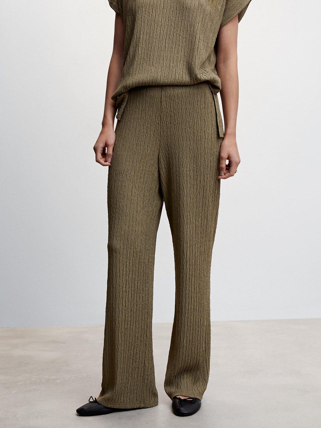 Mango Birbi Palazzo Trousers, Beige - Khaki
